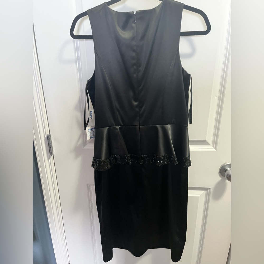 NWT black satin dress with sparkle detail